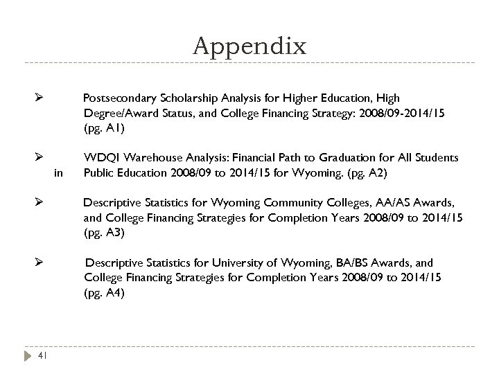 Appendix Ø Postsecondary Scholarship Analysis for Higher Education, High Degree/Award Status, and College Financing