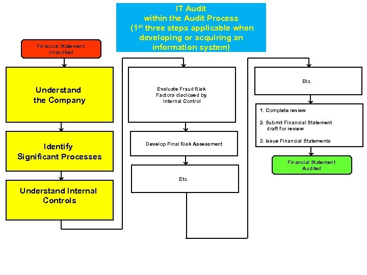 Financial Statement Unaudited IT Audit within the Audit Process st three steps applicable when