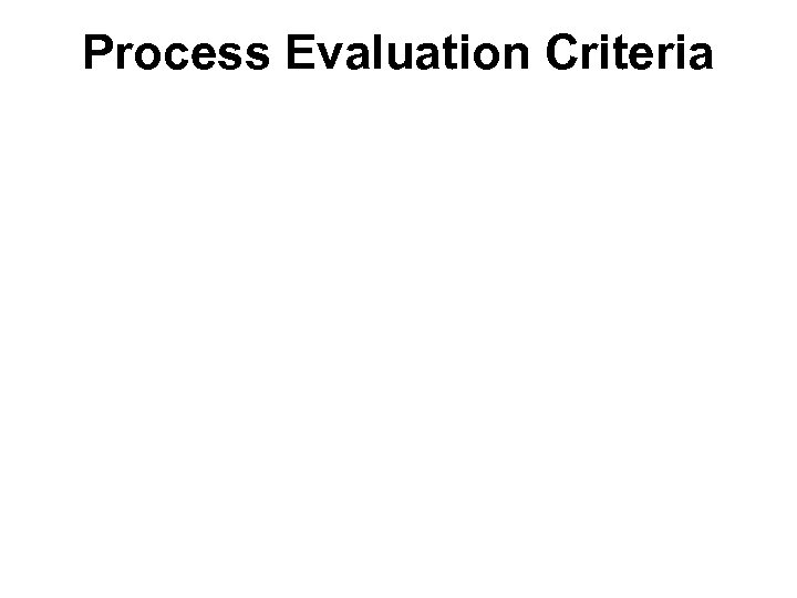 Process Evaluation Criteria Speed Reliability Integration Flexibility Security Are the processes generating the specified
