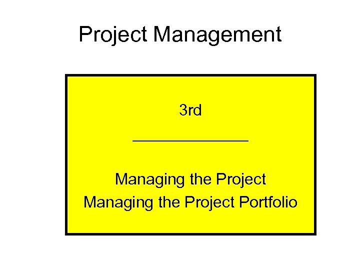 Project Management 3 rd _______ Managing the Project Portfolio 