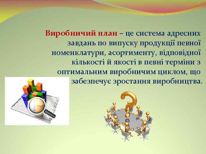 Виробничий план – це система адресних Виробничий план завдань по випуску продукції певної номенклатури,