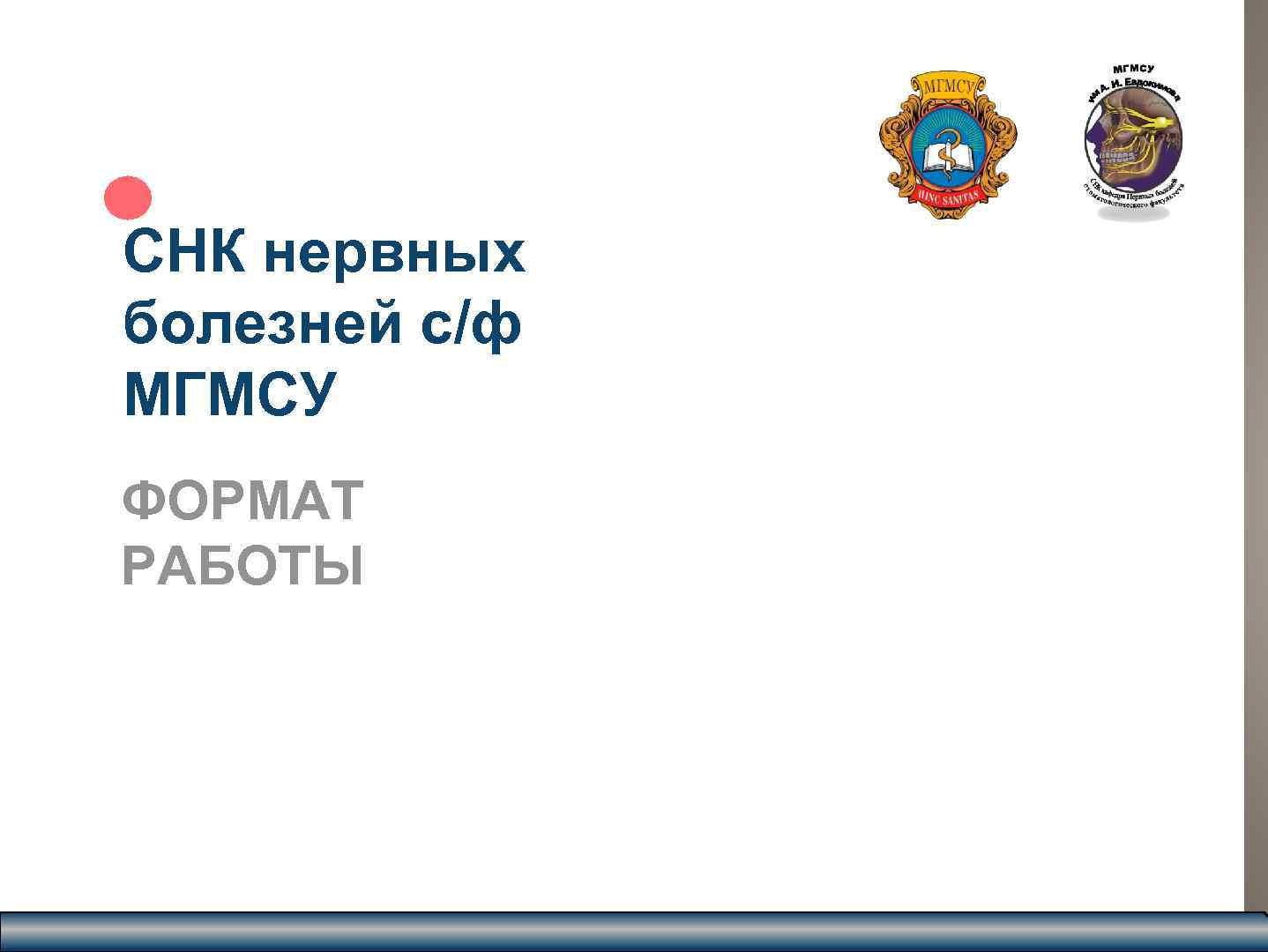 СНК нервных болезней с/ф МГМСУ ФОРМАТ РАБОТЫ. 