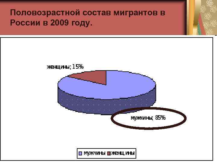 Половозрастной состав мигрантов в России в 2009 году. 
