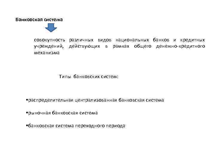 Банковская система совокупность различных видов национальных банков и кредитных учреждений, действующих в рамках общего