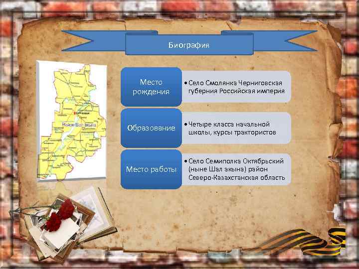 Биография Место рождения Образование • Село Смолянка Черниговская губерния Российская империя • Четыре класса