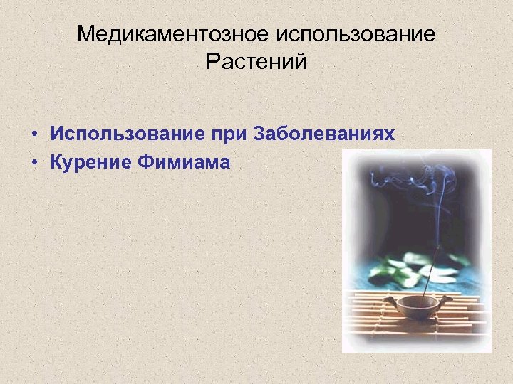 Медикаментозное использование Растений • Использование при Заболеваниях • Курение Фимиама 