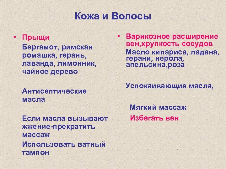 Кожа и Волосы • Прыщи Бергамот, римская ромашка, герань, лаванда, лимонник, чайное дерево Антисептические