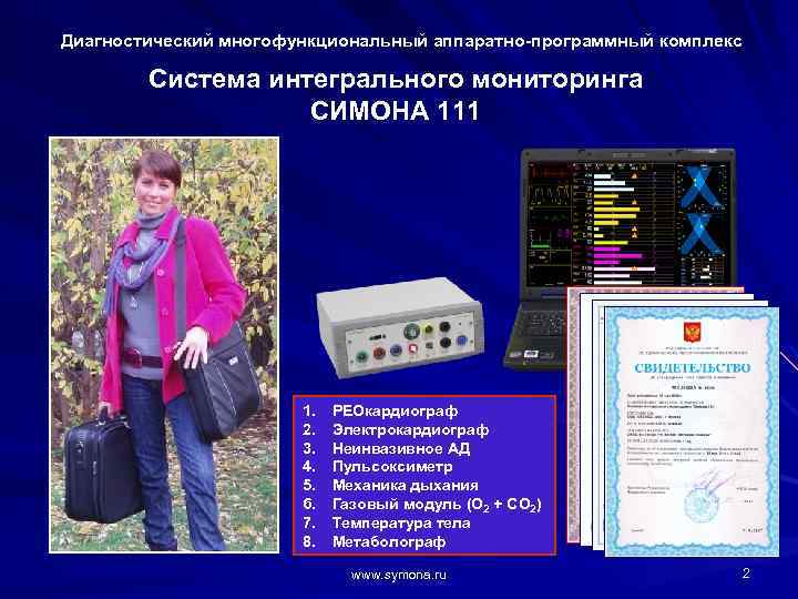 Диагностический многофункциональный аппаратно-программный комплекс Система интегрального мониторинга СИМОНА 111 1. 2. 3. 4. 5.