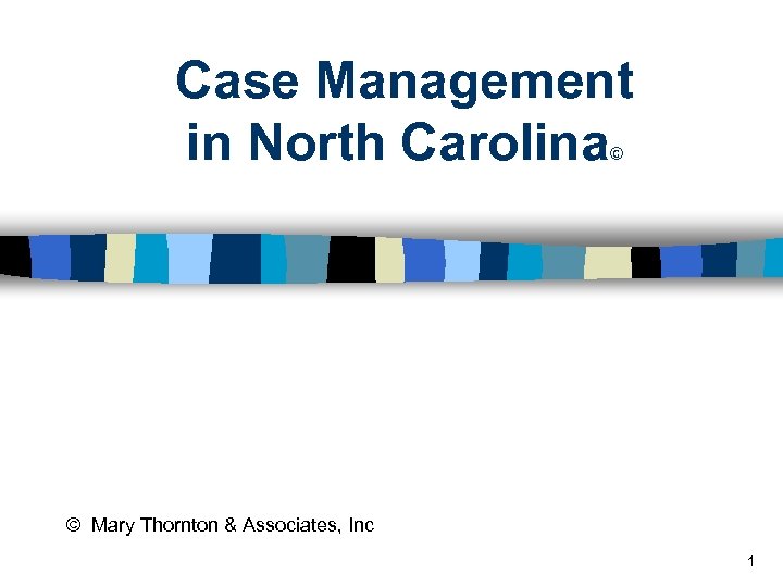 Case Management in North Carolina © © Mary Thornton & Associates, Inc 1 