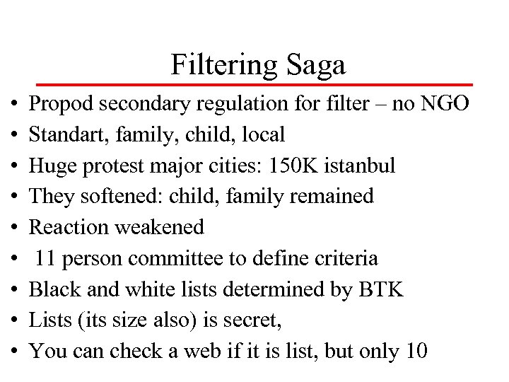 Filtering Saga • • • Propod secondary regulation for filter – no NGO Standart,