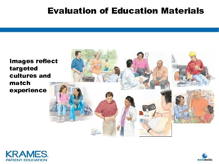 Evaluation of Education Materials Images reflect targeted cultures and match experience 