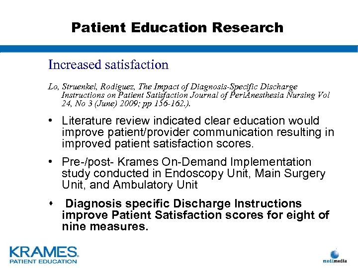 Patient Education Research Increased satisfaction Lo, Struenkel, Rodiguez, The Impact of Diagnosis-Specific Discharge Instructions