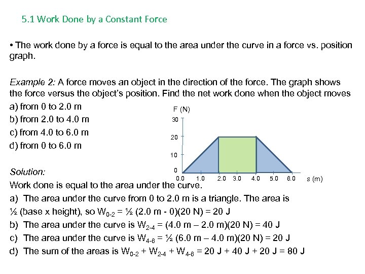 5. 1 Work Done by a Constant Force • The work done by a