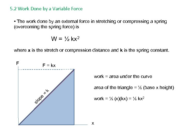 5. 2 Work Done by a Variable Force • The work done by an