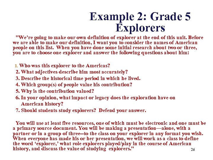 Example 2: Grade 5 Explorers 