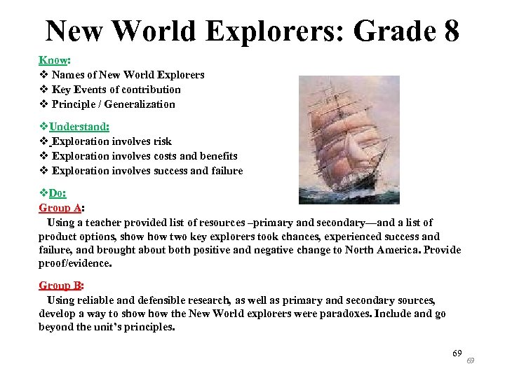 New World Explorers: Grade 8 Know: v Names of New World Explorers v Key