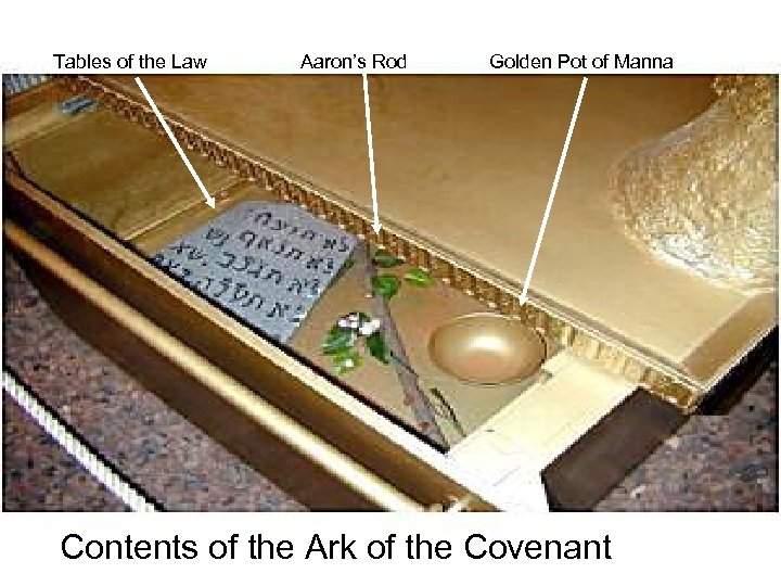 Tables of the Law Aaron’s Rod Golden Pot of Manna Contents of the Ark