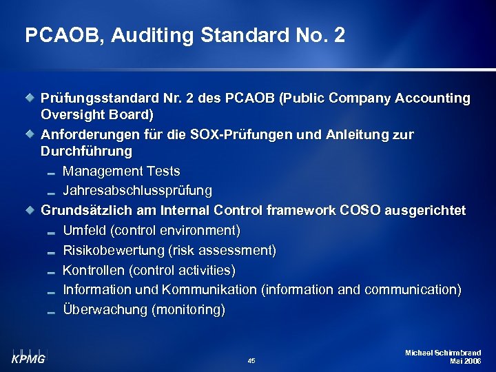 PCAOB, Auditing Standard No. 2 Prüfungsstandard Nr. 2 des PCAOB (Public Company Accounting Oversight