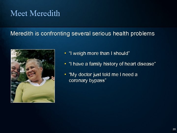 Meet Meredith is confronting several serious health problems • “I weigh more than I