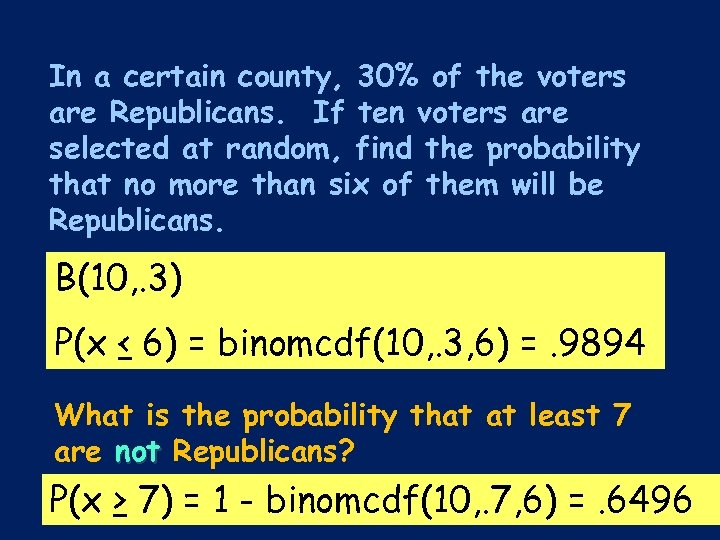 In a certain county, 30% of the voters are Republicans. If ten voters are