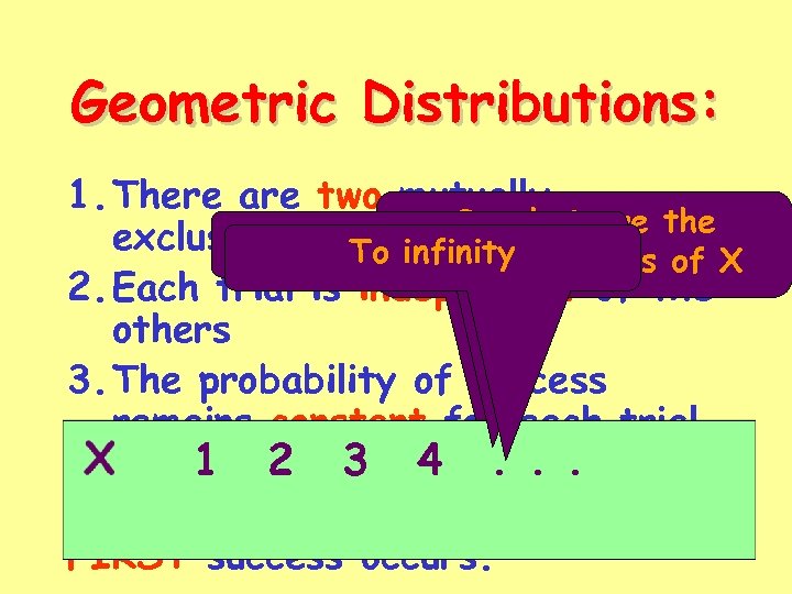 Geometric Distributions: 1. There are two mutually So what are the How far will