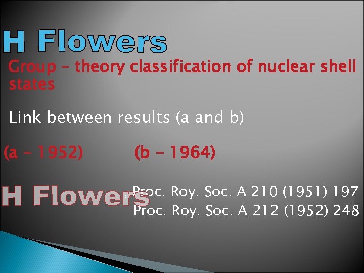 Group – theory classification of nuclear shell states Link between results (a and b)