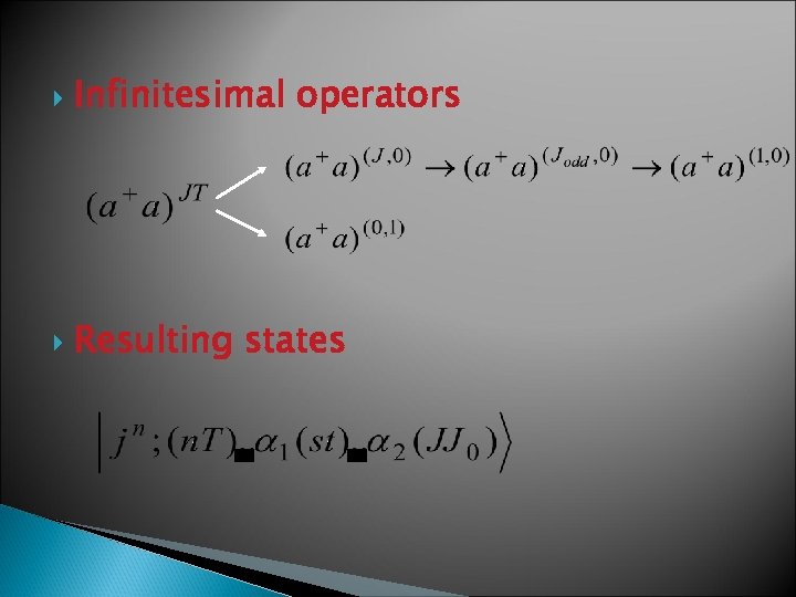  Infinitesimal operators Resulting states 