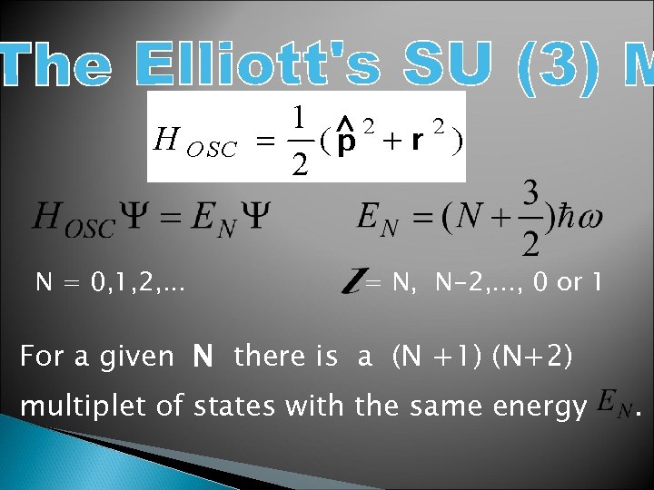 N = 0, 1, 2, . . . = N, N-2, . . .