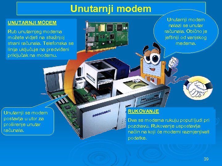 Unutarnji modem UNUTARNJI MODEM Rub unutarnjeg modema možete vidjeti na stražnjoj strani računala. Telefonska