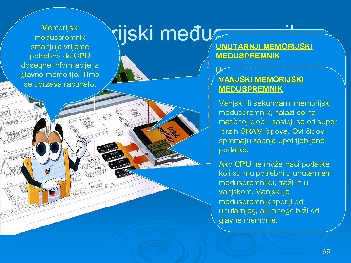 Memorijski međuspremnik smanjuje vrijeme potrebno da CPU dosegne informacije iz glavne memorije. Time se