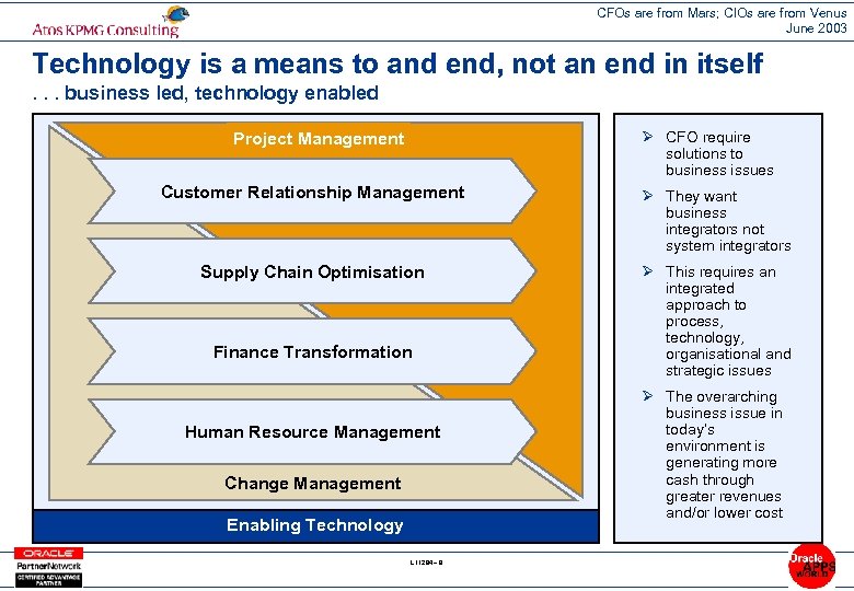 CFOs are from Mars; CIOs are from Venus June 2003 Technology is a means