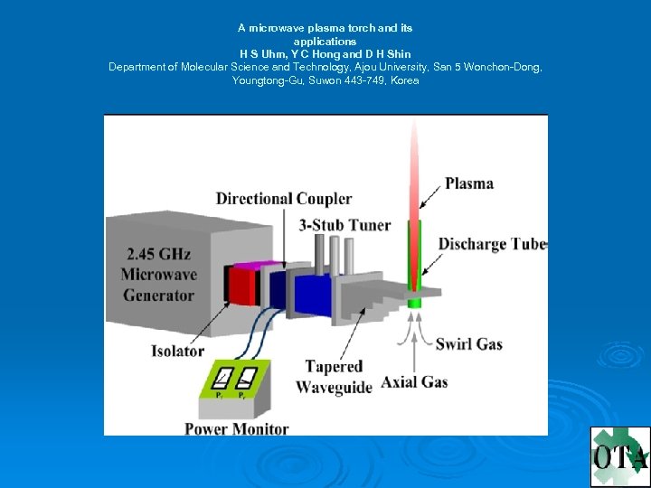 A microwave plasma torch and its applications H S Uhm, Y C Hong and