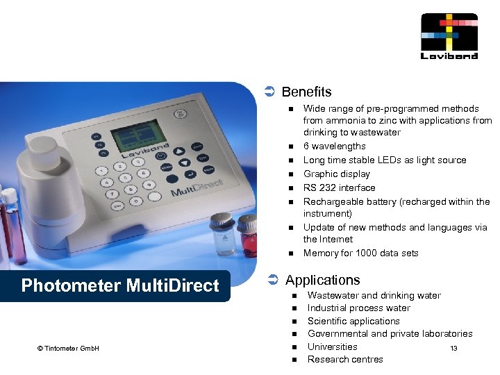 Ü Benefits n n n n Photometer Multi. Direct Ü Applications n n ©