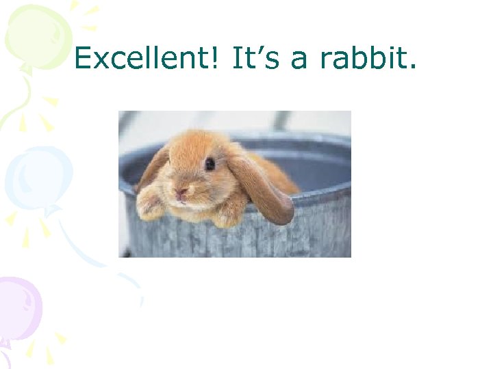 Excellent! It’s a rabbit. 