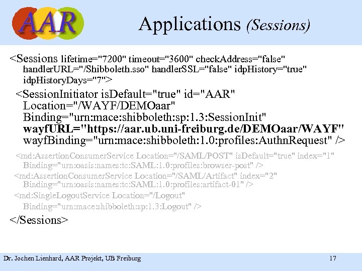 Applications (Sessions) <Sessions lifetime=