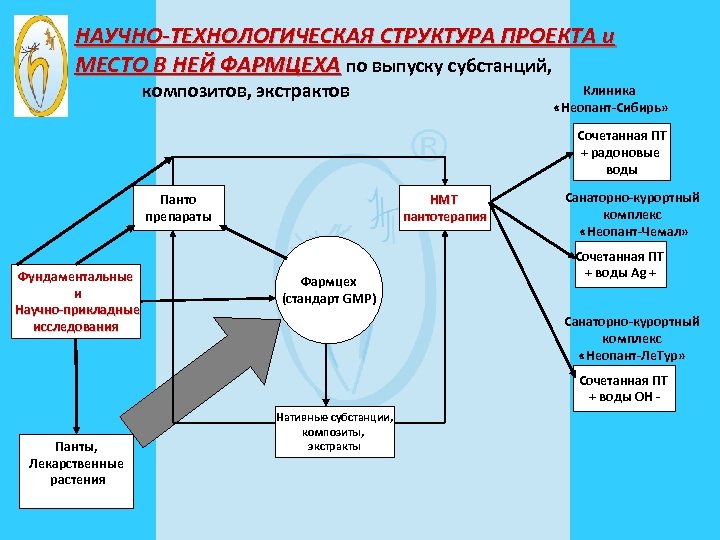НАУЧНО-ТЕХНОЛОГИЧЕСКАЯ СТРУКТУРА ПРОЕКТА и МЕСТО В НЕЙ ФАРМЦЕХА по выпуску субстанций, композитов, экстрактов Клиника