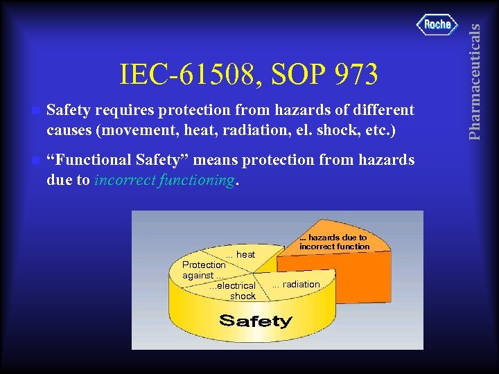n Safety requires protection from hazards of different causes (movement, heat, radiation, el. shock,