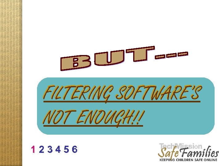 Internet Filtering Is Not Enough FILTERING SOFTWARE’S NOT ENOUGH!! 123456 