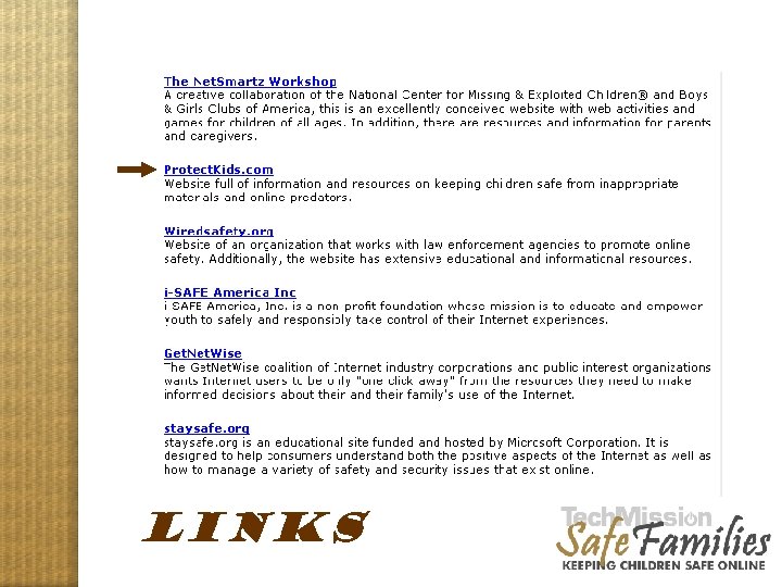 LINKS Website tour, links 