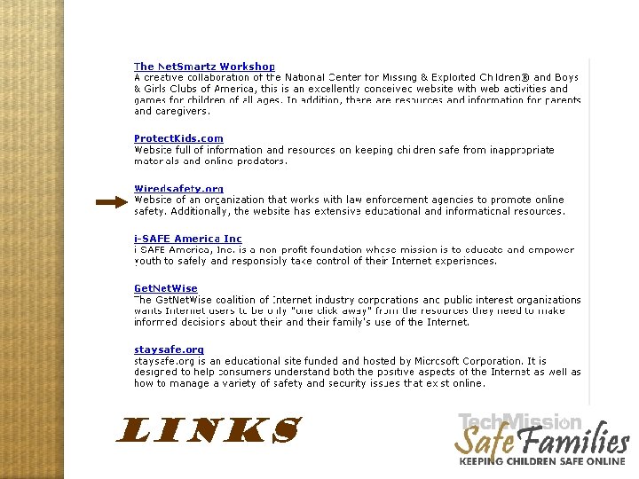 LINKS Website tour, links 