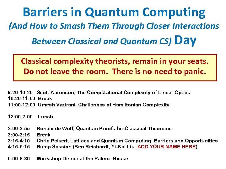 Barriers in Quantum Computing (And How to Smash Them Through Closer Interactions Between Classical