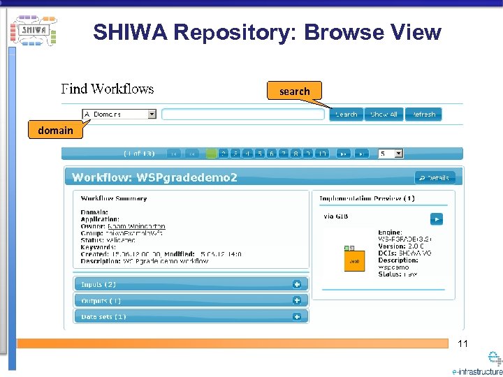 SHIWA Repository: Browse View search domain 11 