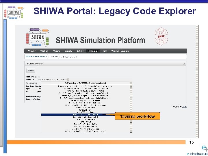 SHIWA Portal: Legacy Code Explorer Taverna workflow 15 