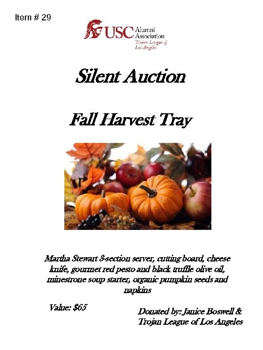 Item # 29 Silent Auction Fall Harvest Tray Martha Stewart 3 -section server, cutting