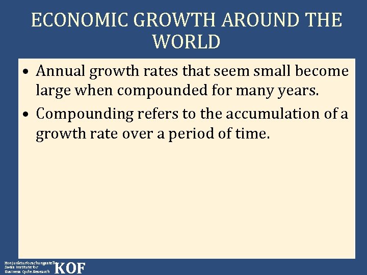 ECONOMIC GROWTH AROUND THE WORLD • Annual growth rates that seem small become large