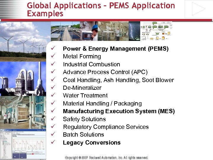 Global Applications - PEMS Application Examples ü ü ü ü Power & Energy Management