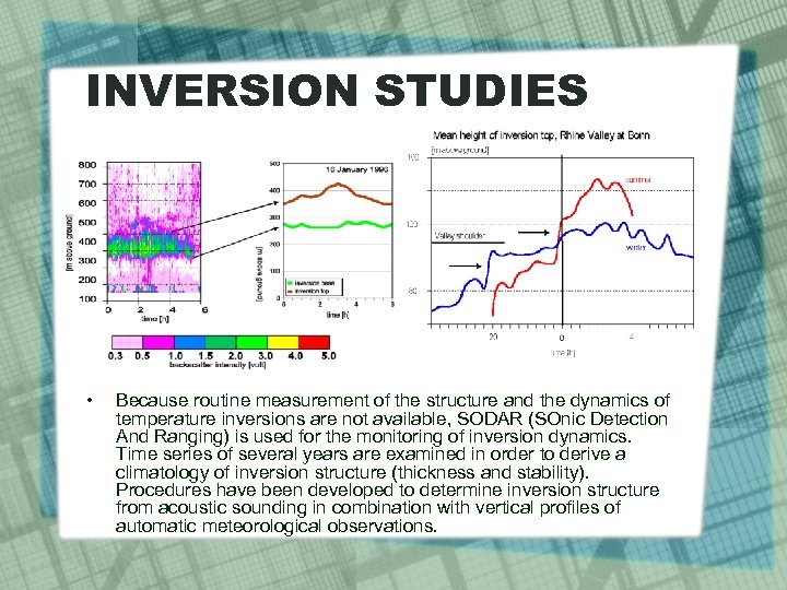 INVERSION STUDIES • Because routine measurement of the structure and the dynamics of temperature