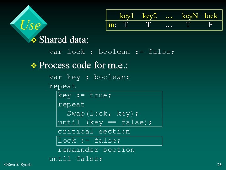 Use key 1 in: T key 2 T … … key. N lock T