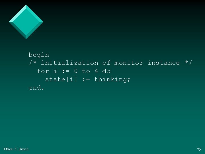 begin /* initialization of monitor instance */ for i : = 0 to 4