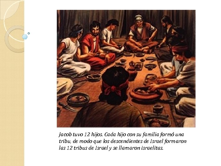 Jacob tuvo 12 hijos. Cada hijo con su familia formó una tribu, de modo